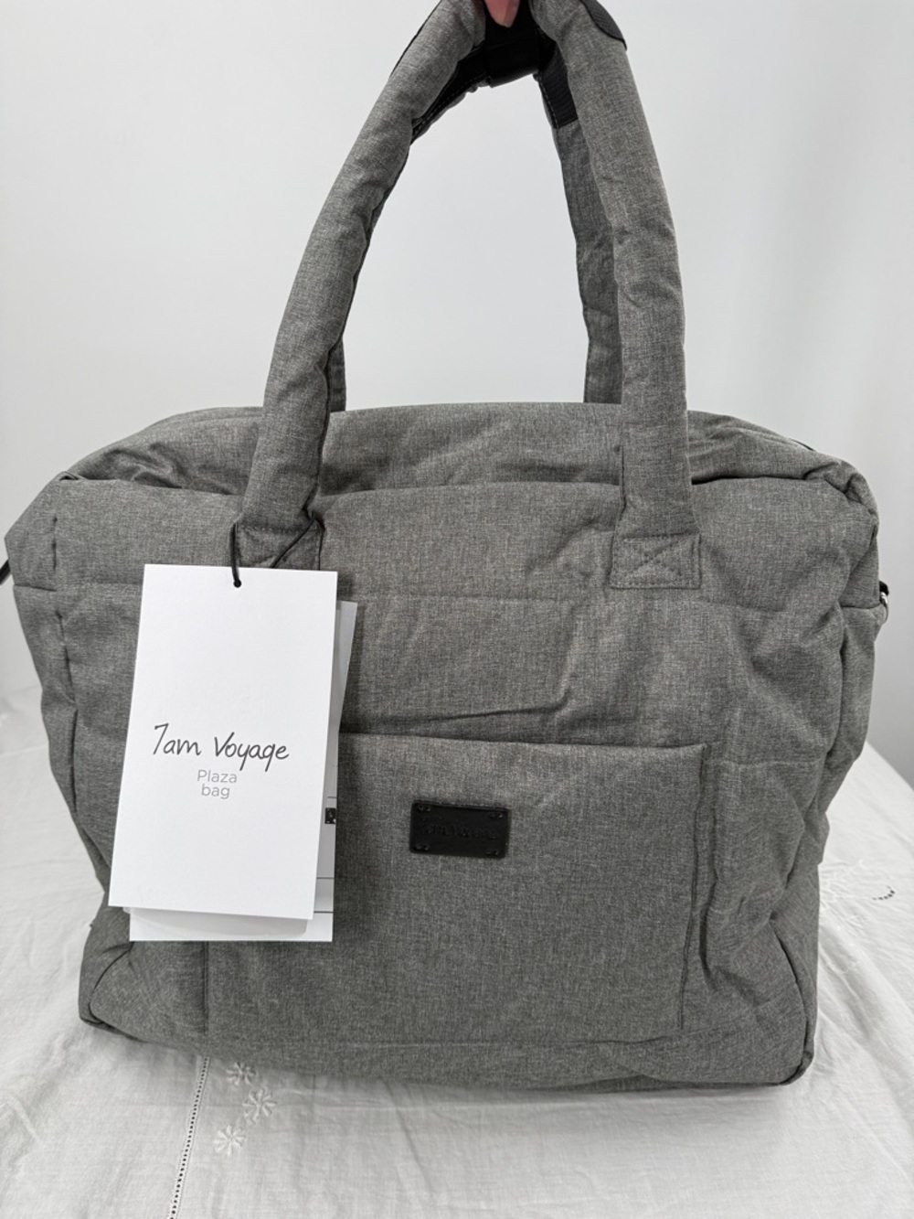 7AM Voyage Plaza Bag Gray Diaper Baby Travel Vegan NEW